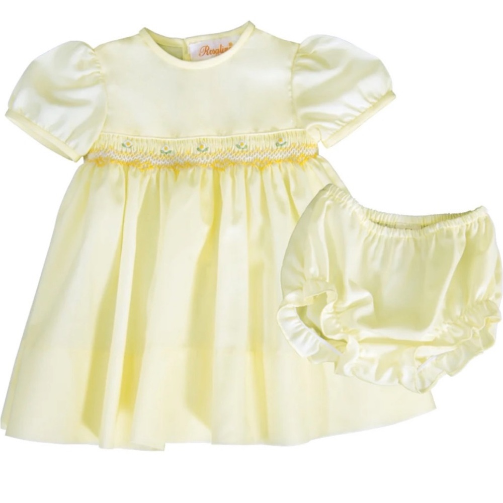 Leah Light Yellow English Smocked Baby Dress..